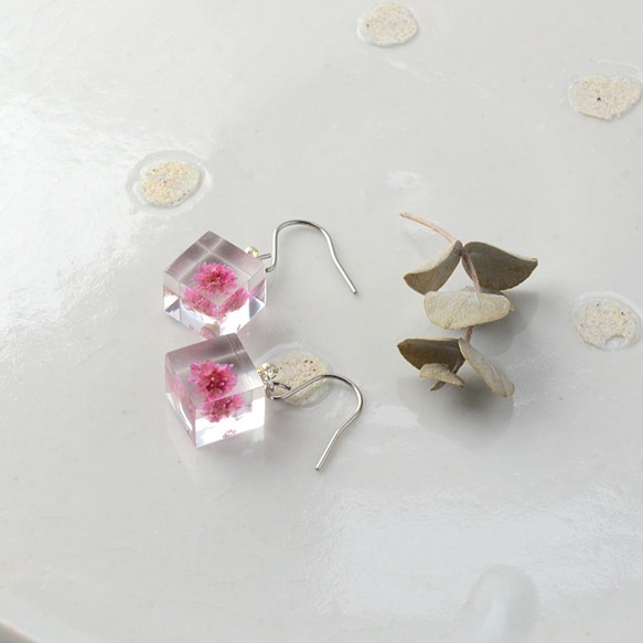 姬路蕎麥鉤形耳環鈦（樹脂，透明耳環，鈦耳環，免費送貨） 第1張的照片