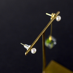 2way淡水珍珠和西蘭花耳環（珍珠，蔬菜，樹脂，不銹鋼，免費送貨） 第3張的照片