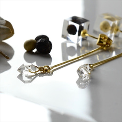 NY高品質Herkimer鑽石和黑白胡椒耳環（黑胡椒，白胡椒，天然石，生日石，樹脂，免費送貨） 第2張的照片