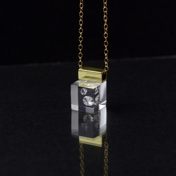 立方氧化鋯小項鍊 14kgf 金色 [定做] 禮物 生日禮物 禮品包裝 第1張的照片