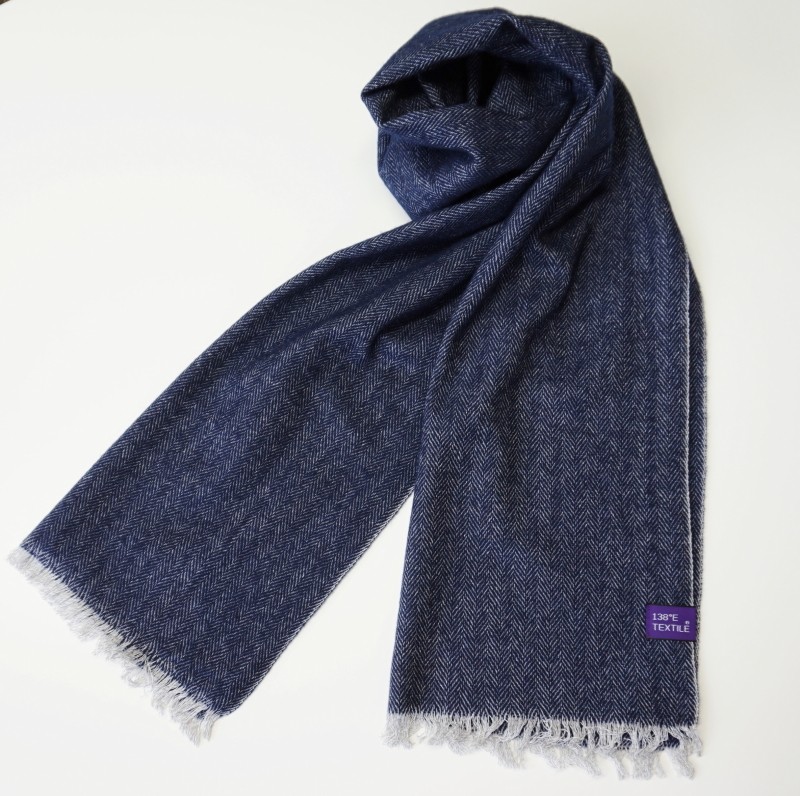 へリンボーンマフラー　ネイビー   WHN001