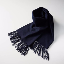 ｳｰﾙ90%ｶｼﾐｱ10% チェックストール ネイビー×グレー WGSC002 ストール