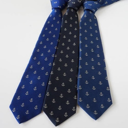 ｼﾙｸ100% マリンテイストネクタイ ブルー　 4枚目の画像