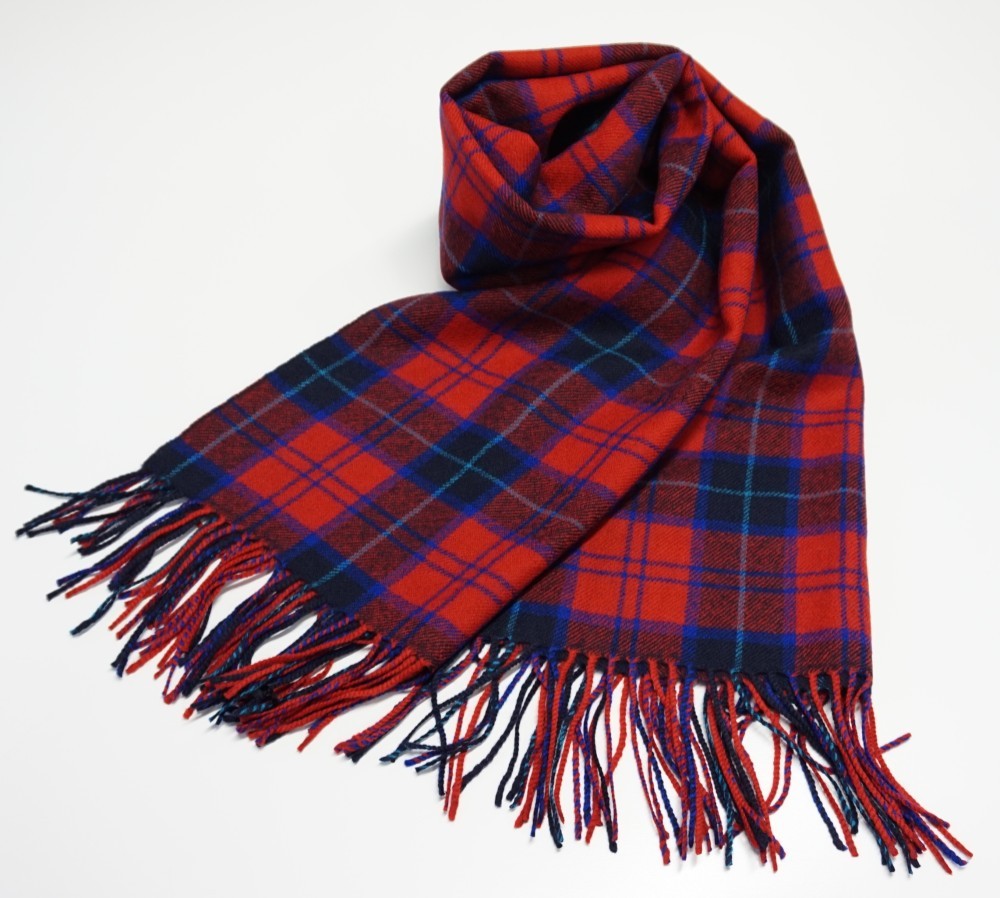 ｳｰﾙ100%　チェックストール　レッド系   WC013