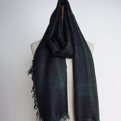 <限定１枚再販>　ｼﾙｸ70％ｶｼﾐﾔ30％ｽﾄｰﾙ　ブラックウォッチ　SICAC001 2枚目の画像