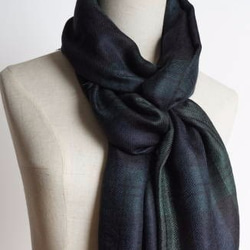 <限定１枚再販>　ｼﾙｸ70％ｶｼﾐﾔ30％ｽﾄｰﾙ　ブラックウォッチ　SICAC001 3枚目の画像