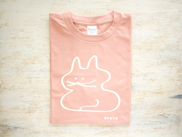 koubako-neko ねこ柄Tシャツ（ダスティピンク） 2枚目の画像