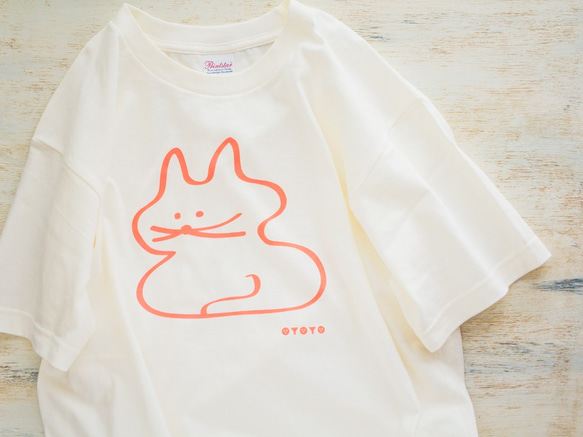 koubako-neko ねこ柄Tシャツ （アイボリー × ネオンカラー【Special Edition】） 3枚目の画像