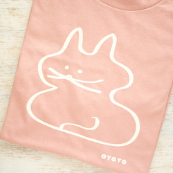 koubako-neko ねこ柄Tシャツ（ダスティピンク）＆ ふわふわガーゼマスクSET 4枚目の画像