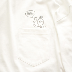 ポケットからHello! Tシャツ（ホワイト）＆ nekoneko-dream ねこ柄コットンリネンマスクSET 3枚目の画像