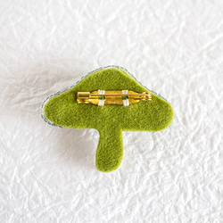 森林蘑菇珠繡別針（蘋果綠） 第4張的照片