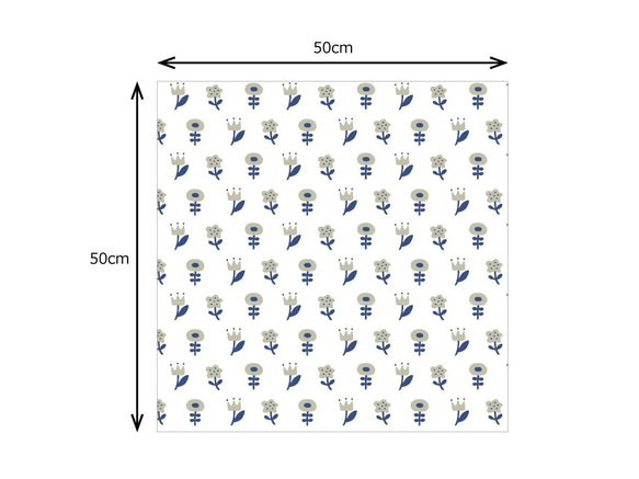 nordic flower（beige×navy）北欧花柄 オリジナルテキスタイル＊オックス生地＊カットクロス 5枚目の画像