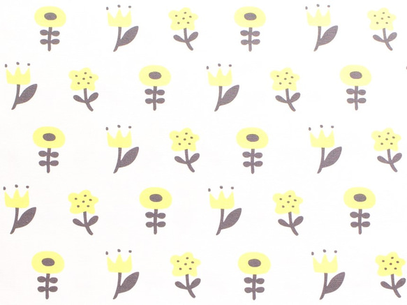 nordic flower（yellow×gray）北欧花柄 オリジナルテキスタイル＊オックス生地＊カットクロス 4枚目の画像