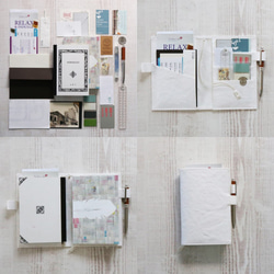 【装丁紙】｢本｣と｢ノート／手帳｣を収納できるペンホルダー付ブックカバー 単行本(四六判)B6用ホワイト 4枚目の画像