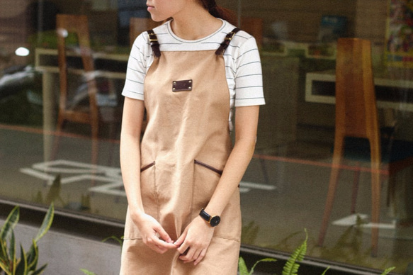 Handmade leather canvas apron 1枚目の画像