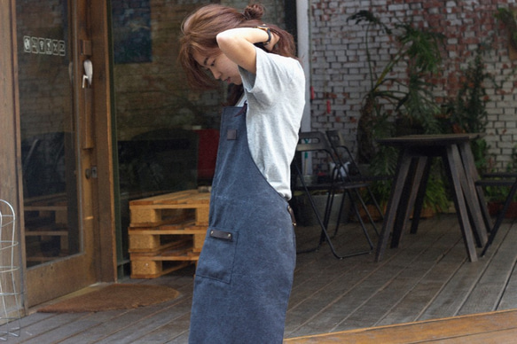 Handmade leather canvas apron 2枚目の画像