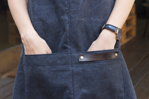 Handmade leather canvas apron 3枚目の画像