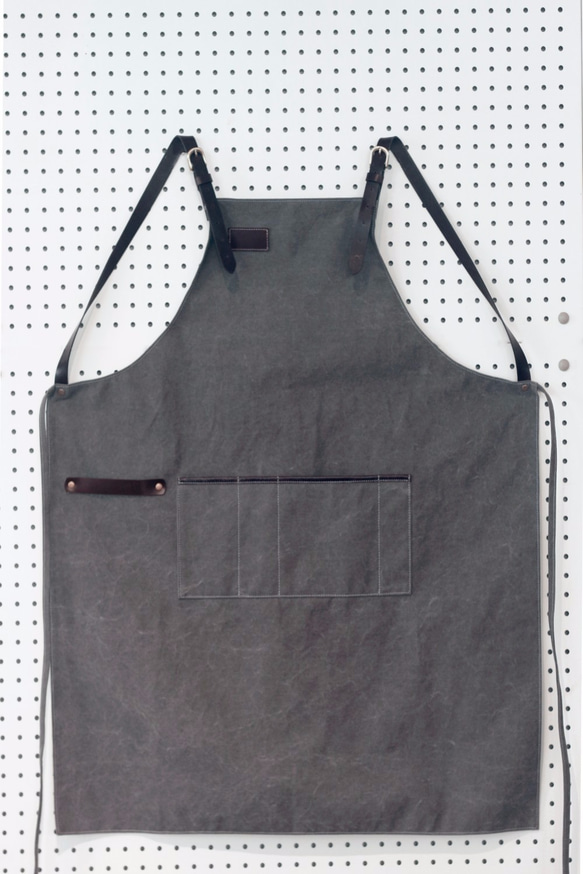 Handmade leather canvas apron 5枚目の画像