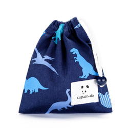 恐竜だいすき　（紺）　きんちゃく袋　コップ袋　ナフキン袋 1枚目の画像