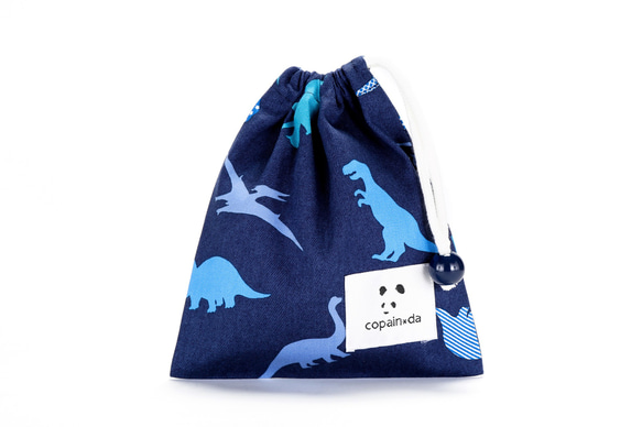 恐竜だいすき　（紺）　きんちゃく袋　コップ袋　ナフキン袋 1枚目の画像