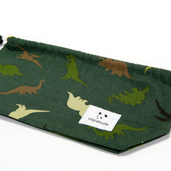恐竜だいすき　（緑）　お弁当袋　ランチケース　巾着 2枚目の画像