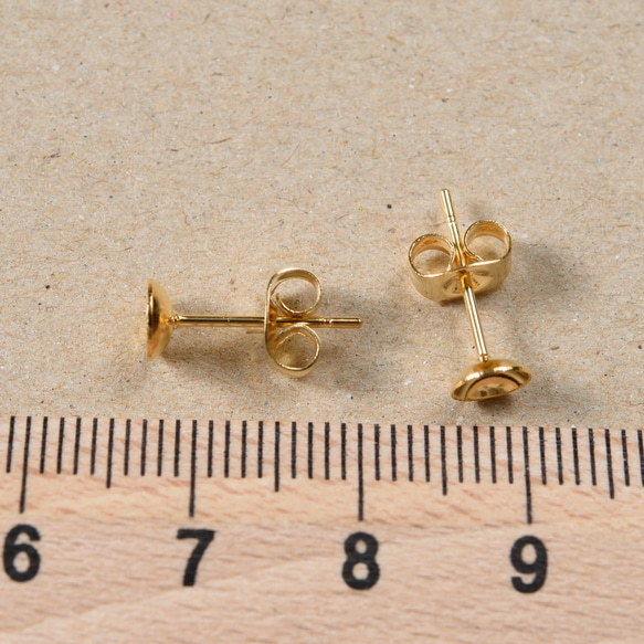 (ss-00274)ステンレス 316 5mm 台座カップ ピアス ゴールド×ゴールドキャッチセット 100個 3枚目の画像