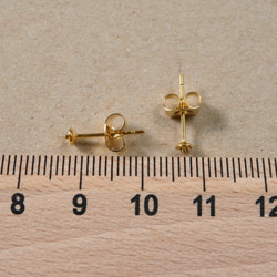 (ss-00310)ステンレス 316 3mm 芯立 台座カップ ピアス ゴールド×ゴールドキャッチセット 100個 3枚目の画像