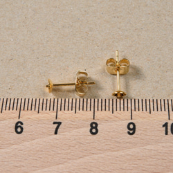 (ss-00311)ステンレス 316 4mm 芯立 台座カップ ピアス ゴールド×ゴールドキャッチセット 20個 3枚目の画像