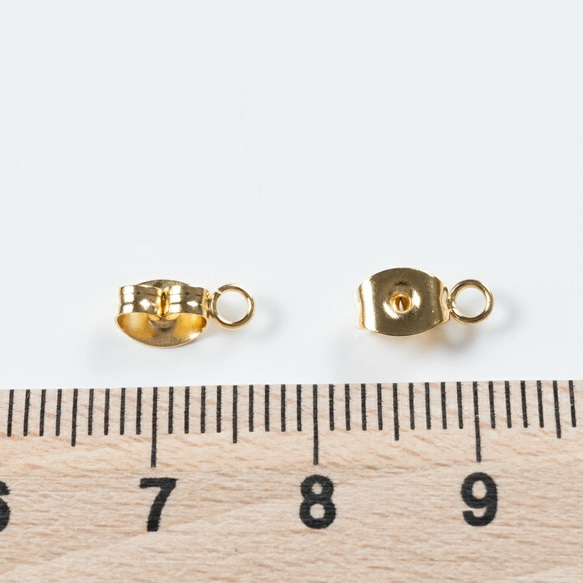 (ss-00469)サージカルステンレス 316 ピアス 金属キャッチ ゴールド カン付き 10個 八の字 4枚目の画像