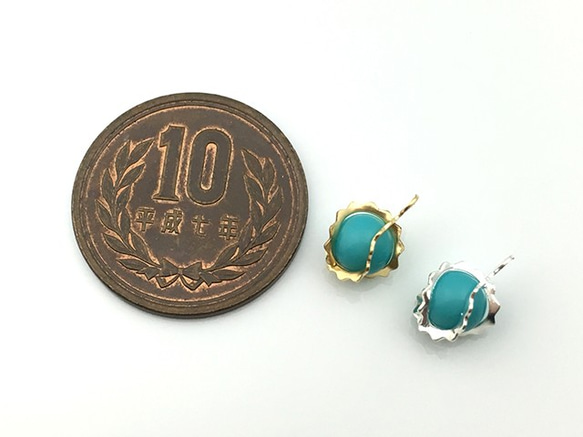 (f-00048)	 ターコイズトップ カン付き 【金具：シルバー】 10個 アクセサリーパーツ ハンドメイド 材料 パ 2枚目の画像