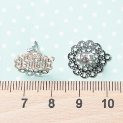 (ss-00441)ステンレス 316L 花柄模様 ピアス シルバー タイプB 通し穴つき 15mm 4個(2ペア) 5枚目の画像