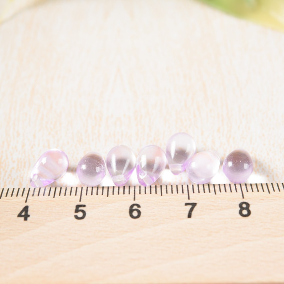 (bs-00016)チェコガラスビーズ しずく型 紫 パープル 10粒 通し穴つき ピアス イヤリング ブレスレット パ 4枚目の画像