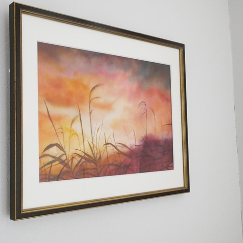 夕日／すすき（水彩・額付き・送料無料） 絵画 Tsumori.Y 通販 6038651