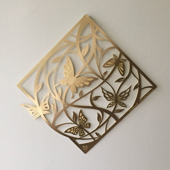 剪花迎新金屬壁飾/春聯―五蝴臨門 Butterfly Blessing, Metal Wall Art 第1張的照片