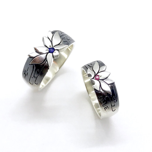 Hourokudo シルバー ホウロクドウ 指輪 リング ペアリング 蓮 蓮の花 蓮の花のペアリング/Dsp-017-018 指輪・リング Hourokudo 通販