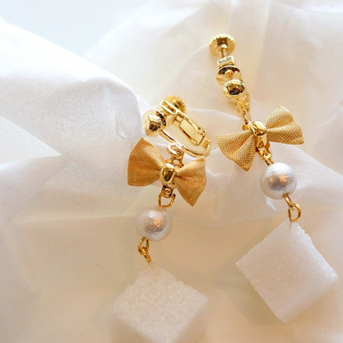 Self-Portrait クリスタルリボン ゴールド イヤリング クリスタル リボン ピアス イヤリング Crystal Ribbon Pierce