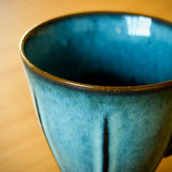 【限定】流れるブルーゆったり使えるマグカップ　持ちやすい取手　たっぷり入る　 5枚目の画像