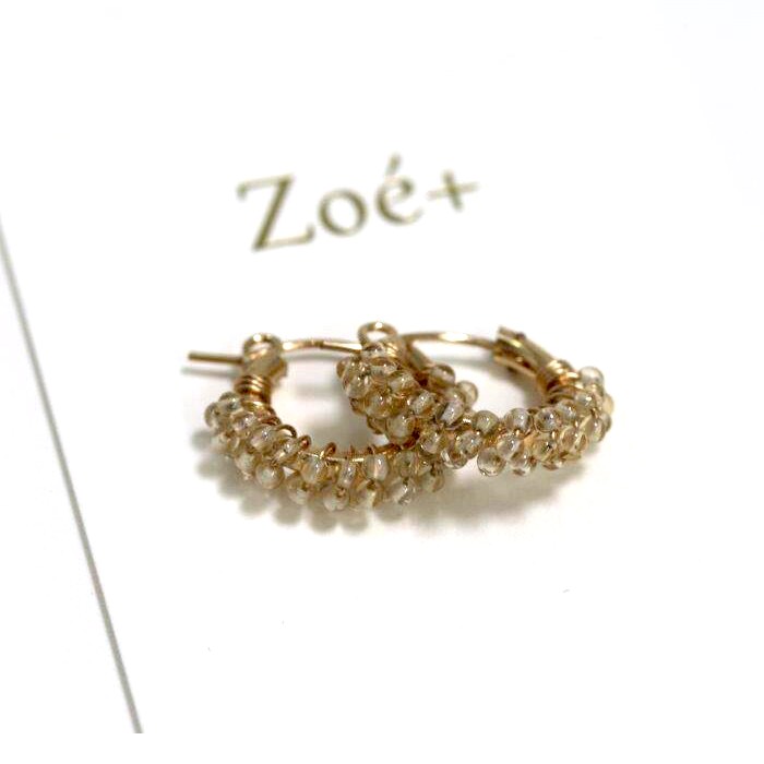 【14K GOLD FILLED】P120 2mm天然石 シトリン フープピアス 14KGF