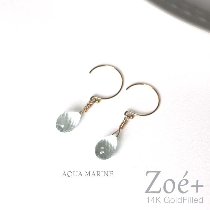 【14K GOLD FILLED】P33 AQUA MARINE アクアマリンメッキが剥げない 14KGF 長持ちピアス