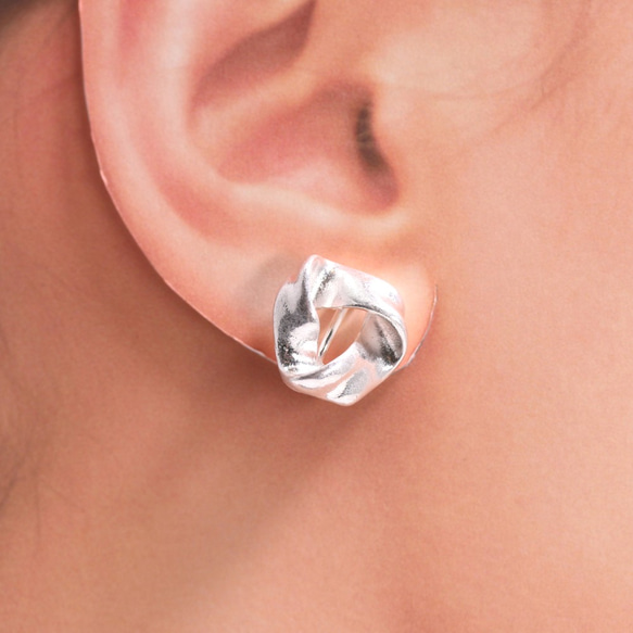 耳環無鎳啞光金啞光銀 UER-214 金屬過敏反應 第3張的照片