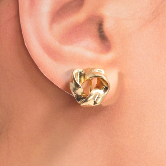 耳環無鎳啞光金啞光銀 UER-214 金屬過敏反應 第4張的照片