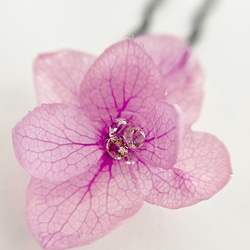 【現品売り】[紫]紫陽花とキュービックジルコニアのヘアピン(Uピン) 5枚目の画像