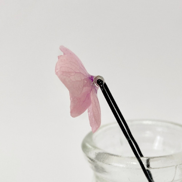 【現品売り】[ピンク]紫陽花とキュービックジルコニアのヘアピン(Uピン) 3枚目の画像