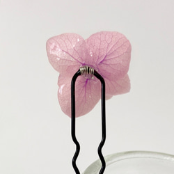 【現品売り】[ピンク]紫陽花とキュービックジルコニアのヘアピン(Uピン) 4枚目の画像