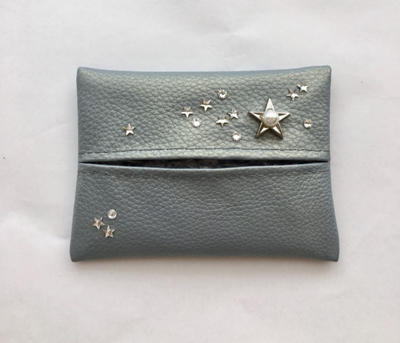 意大利皮革紙巾盒（珍珠藍） 第2張的照片