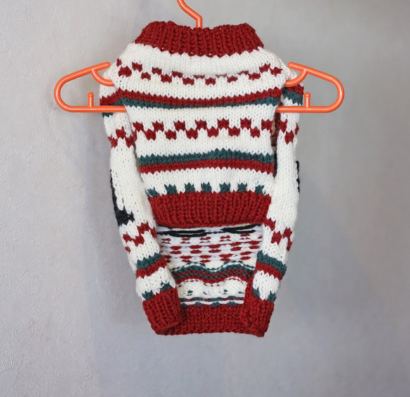 犬服♪シュナウザー柄の手編みセーター 2枚目の画像