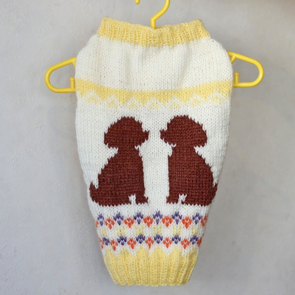 犬服♪トイプードル柄の手編みセーター（Sサイズ） ペット服