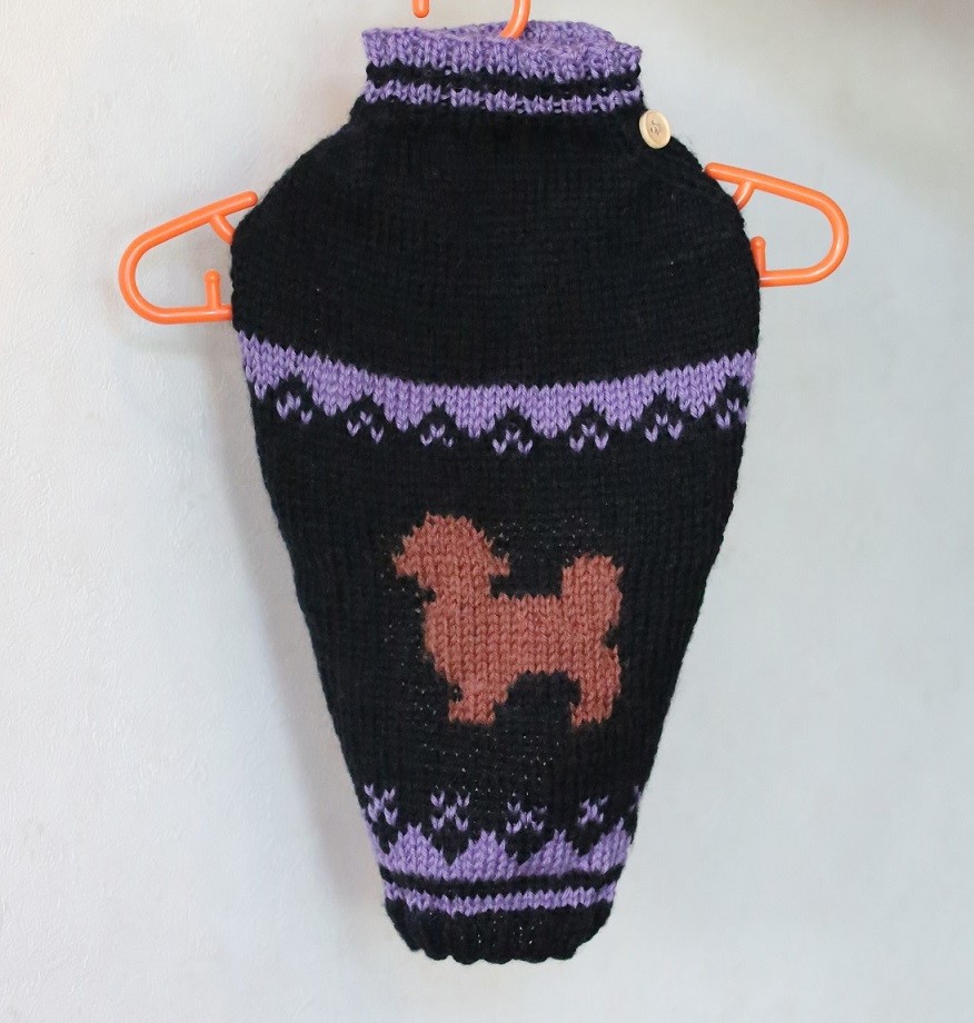 犬服♪シーズー柄の手編みセーター（Sサイズ）