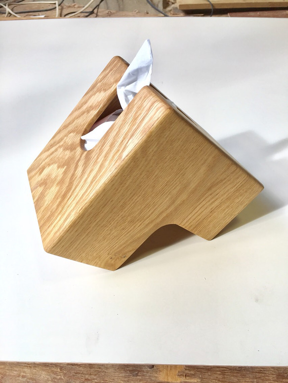 木製L型ティッシュボックス  オーク 1枚目の画像