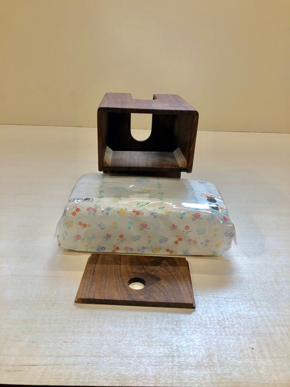 木製L型ティッシュボックス  ウォールナット 3枚目の画像